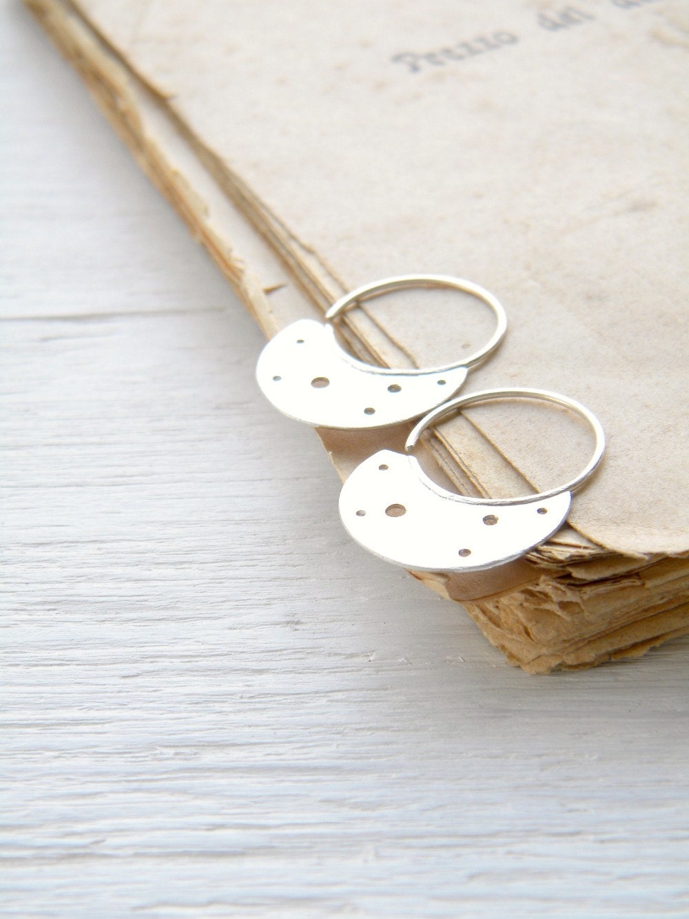 Little Urban Hoops, Holes, Stars -  sterling silver scratchy and shiny look hoop earrings, constellation, starry night