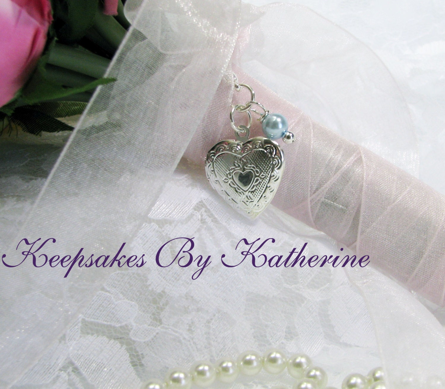 Bridal Bouquet Heart Locket, Brides Locket Made To Order, Brides Locket
