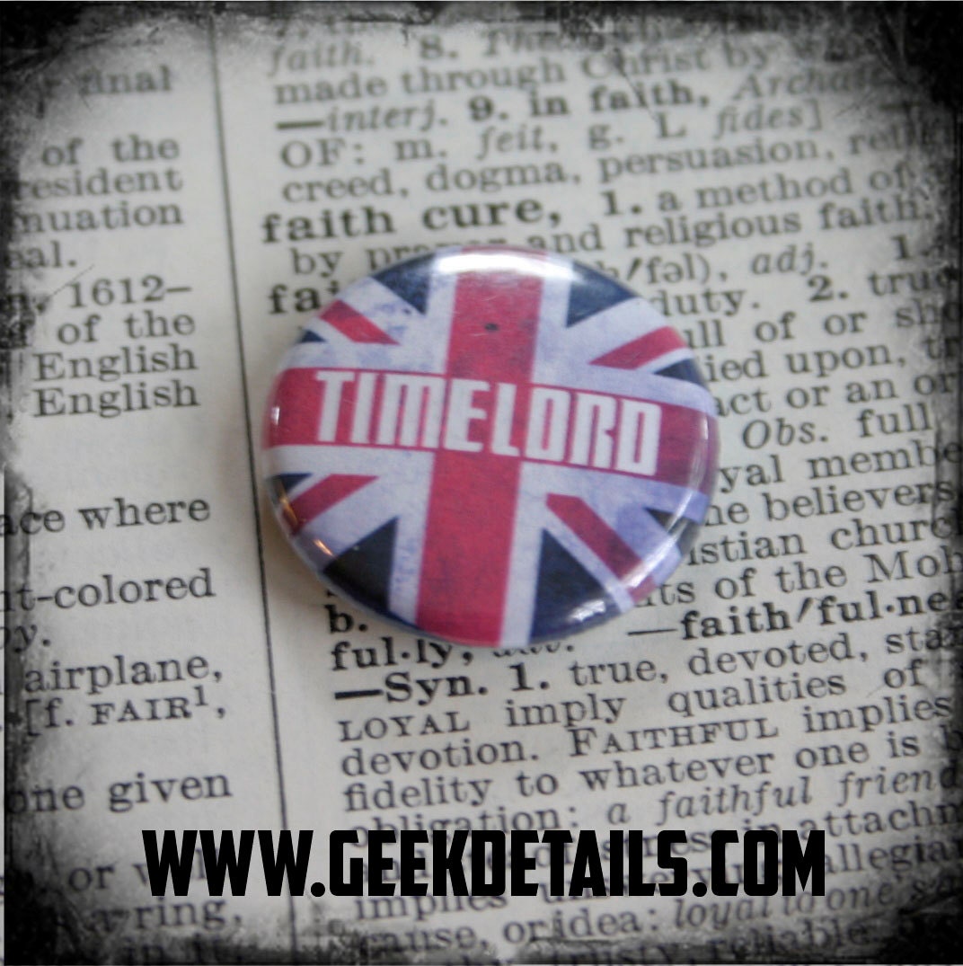 Union Jack Timelord mini Pinback button