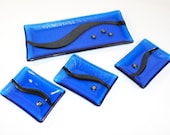 Blue and Silver Plate Set -  Sushi Set, Home Decor, Housewares, Fused Glass