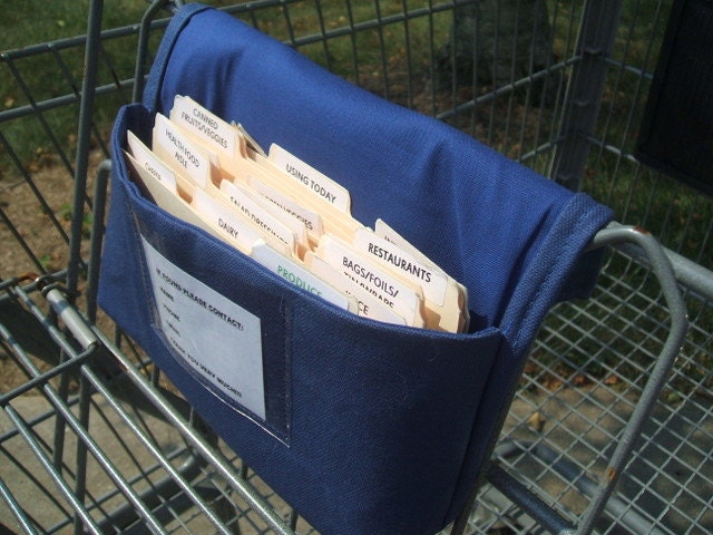 Fabric coupon organizer  and Receipt Holder Blue Cotton Twill