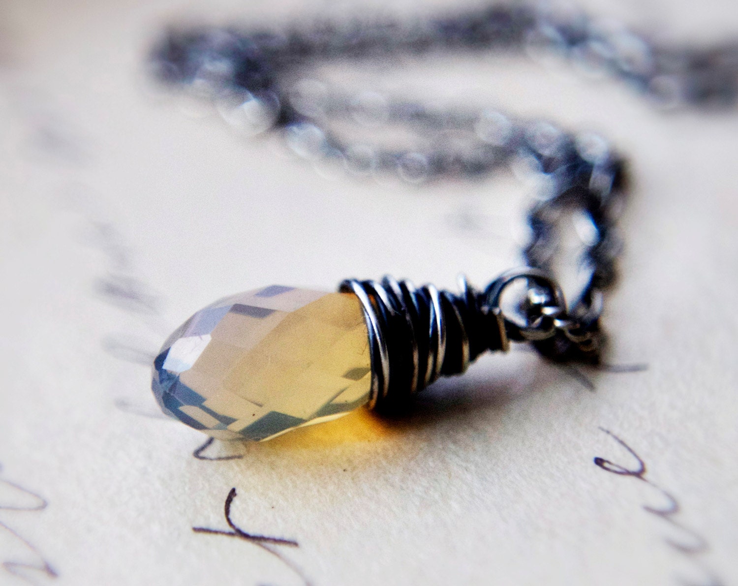 Sand Opal Necklace  Swarovski Crystal Silver Under 50 PoleStar