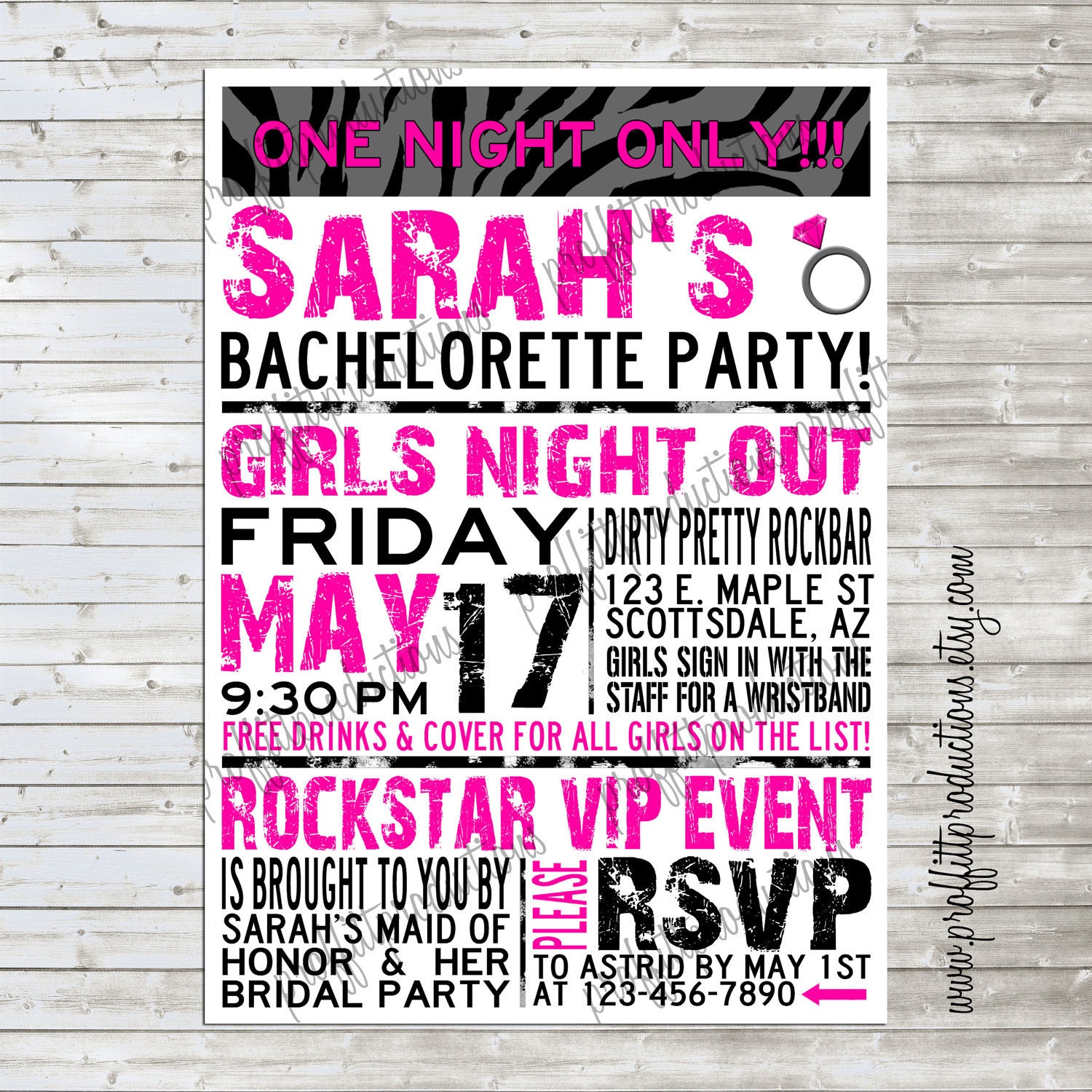 Bachelorettes Rock custom concert poster style party or shower invitation - digital file