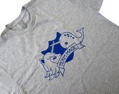 Mens T-Shirt - Team MAGIC Narwhald and Unicorn print on a heathered grey  Shirt - (Sizes S, M, L, XL)