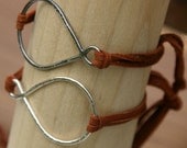 Hammered Drop Sterling and Leather Bracelet