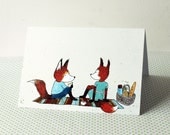 Greeting card - picnic foxes