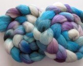 Soft ocean blue - Corriedale Wool Roving (Top) - Handpainted Spinning or Felting Fiber, 4 ounces