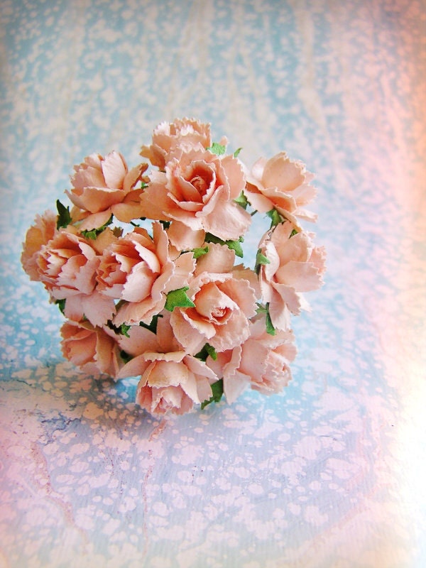 Shell Pink Peonies Vintage style Millinery Flower Bouquet - for decorating, gift wrapping, weddings, party supply, holiday