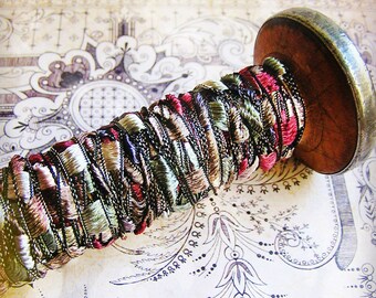 Cranberry and Moss Pearly checked trim red and green ribbon - elegant and silky embellishment craft wrap wedding supply holiday - 5 yards