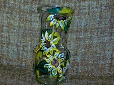 hand painted sunflower vase