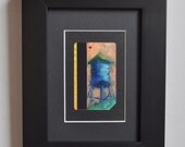 Art Oil Painting New York City  Water Tower on Recycled NYC Subway Card