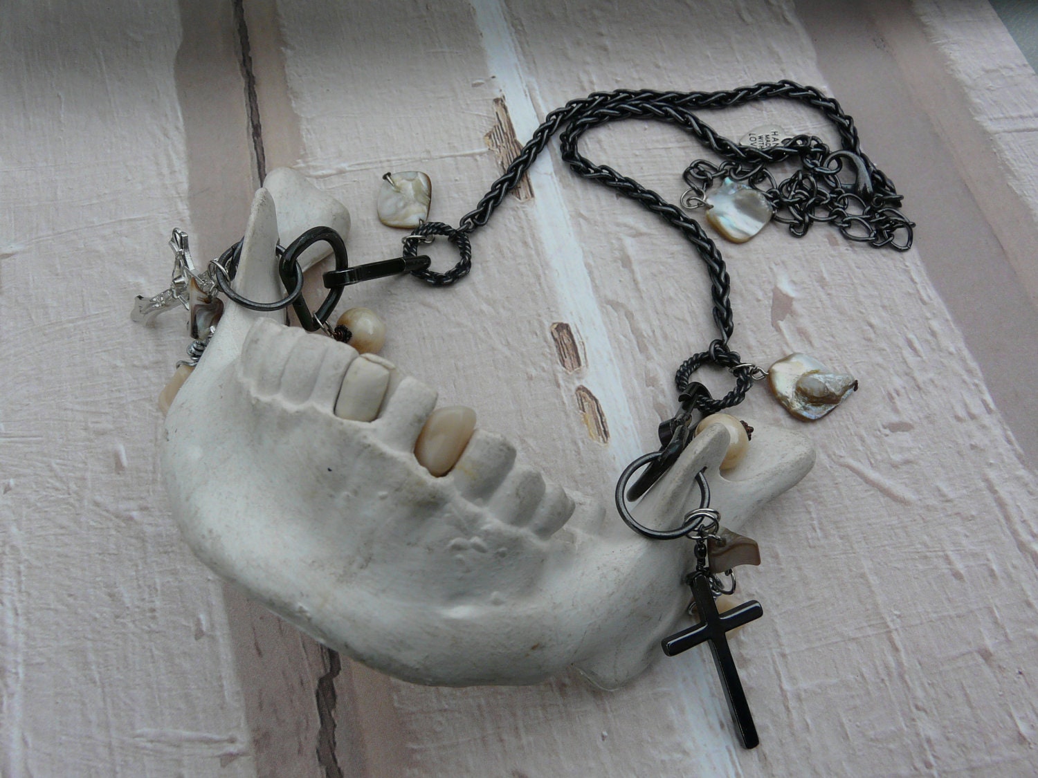 Voodoo Style Lower Human Jaw Bone Necklace. Not For The Faint Hearted.