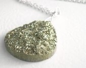 Pyrite Pendant, Raw Stone Fools Gold Necklace, Men's Jewelry