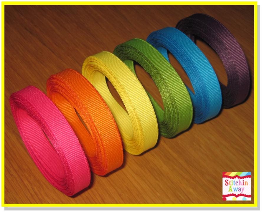 3/8" BRIGHTS MIX RAINBOW Solids Combo Set Grosgrain Ribbon, New Bows, Crafts