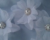 Set of 3 White Bridal Hair Blooming Flower Sheer Bobby Pin Wedding