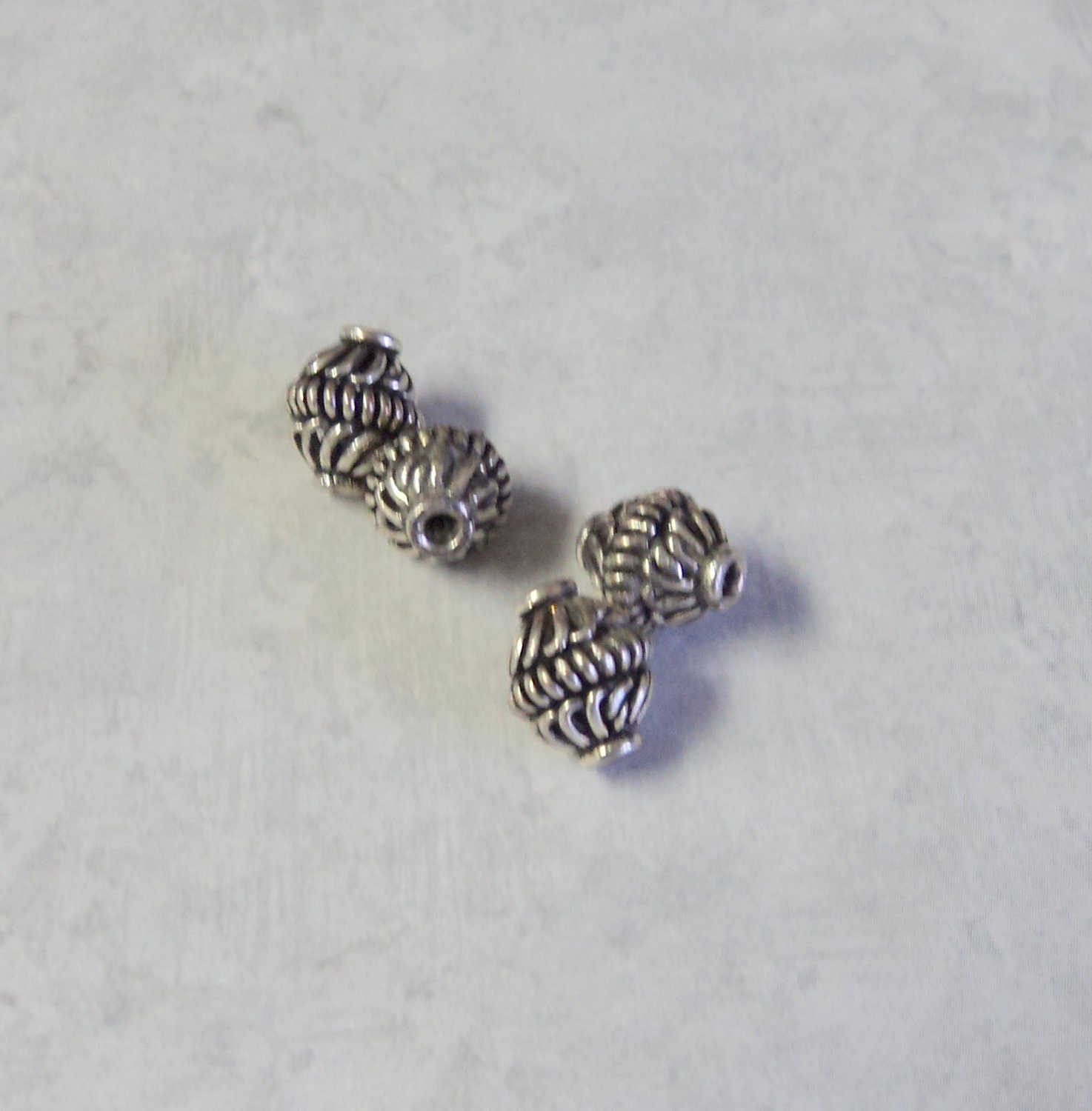 DESTASH SALE4 Beads Bali Sterling Silver Swirled Ovals  New