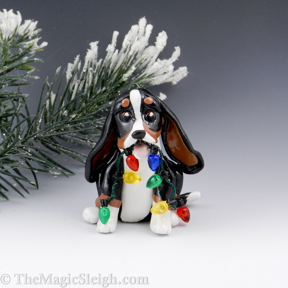 Basset Hound Ornament Christmas Porcelain