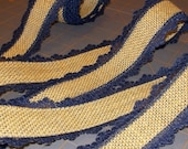 Burlap with Navy Lace Ribbon - 1.5 inch x 3 yards