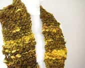 Handknit Brown and Yellow Chunky Scarflette