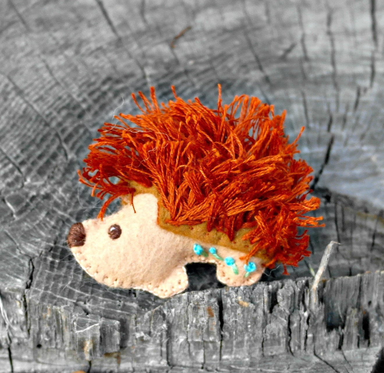 Woodland Animal Hedgehog Bluebird Robin Snail Nest Natural Wool Choose 2 MADE TO ORDER