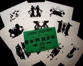 Zombie Inkblot collection Rorschach psychology silhouette dark art horror fantasy 4 x 6 Print SET