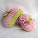 Instant Digital Download Crochet Pattern Baby Booties with flowers and pearl centers pdf