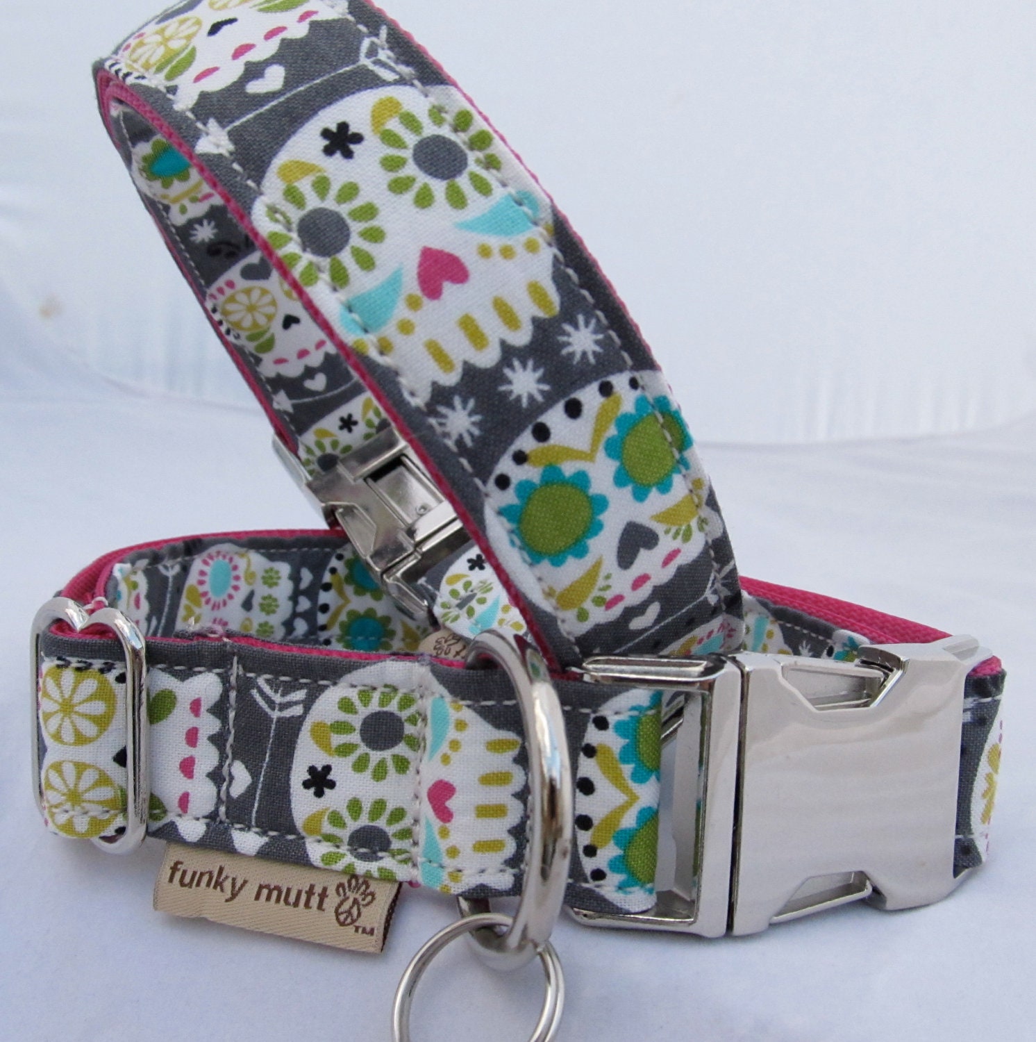 Día de los Muertos dog collar 1 inch wide-- you pick size