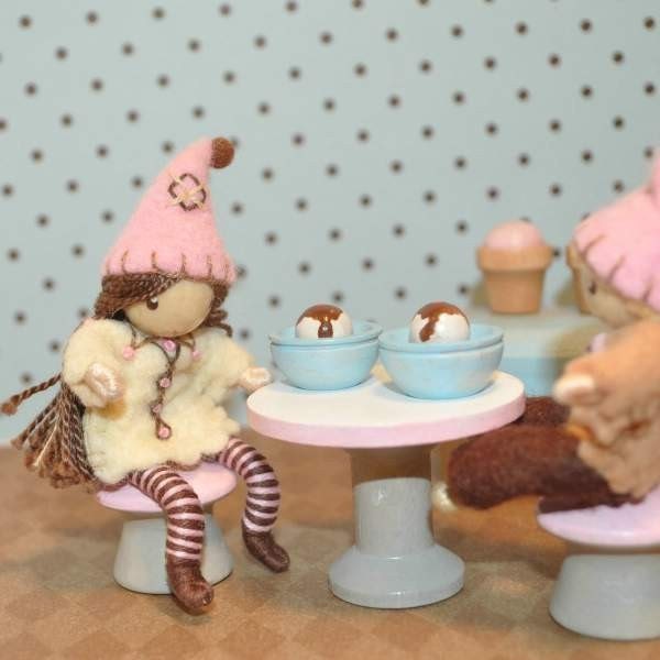 Dollhouse Wooden Toy - The ORIGINAL Ice Cream Shop Playset for Wooden Doll or Bendy Doll / Waldorf Toy Play Set