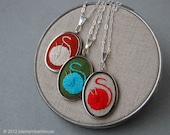 Knitting Necklace Hand Embroidered Pendant with Miniature Yarn and Knitting Needles, Choose Your Colors, Made To Order