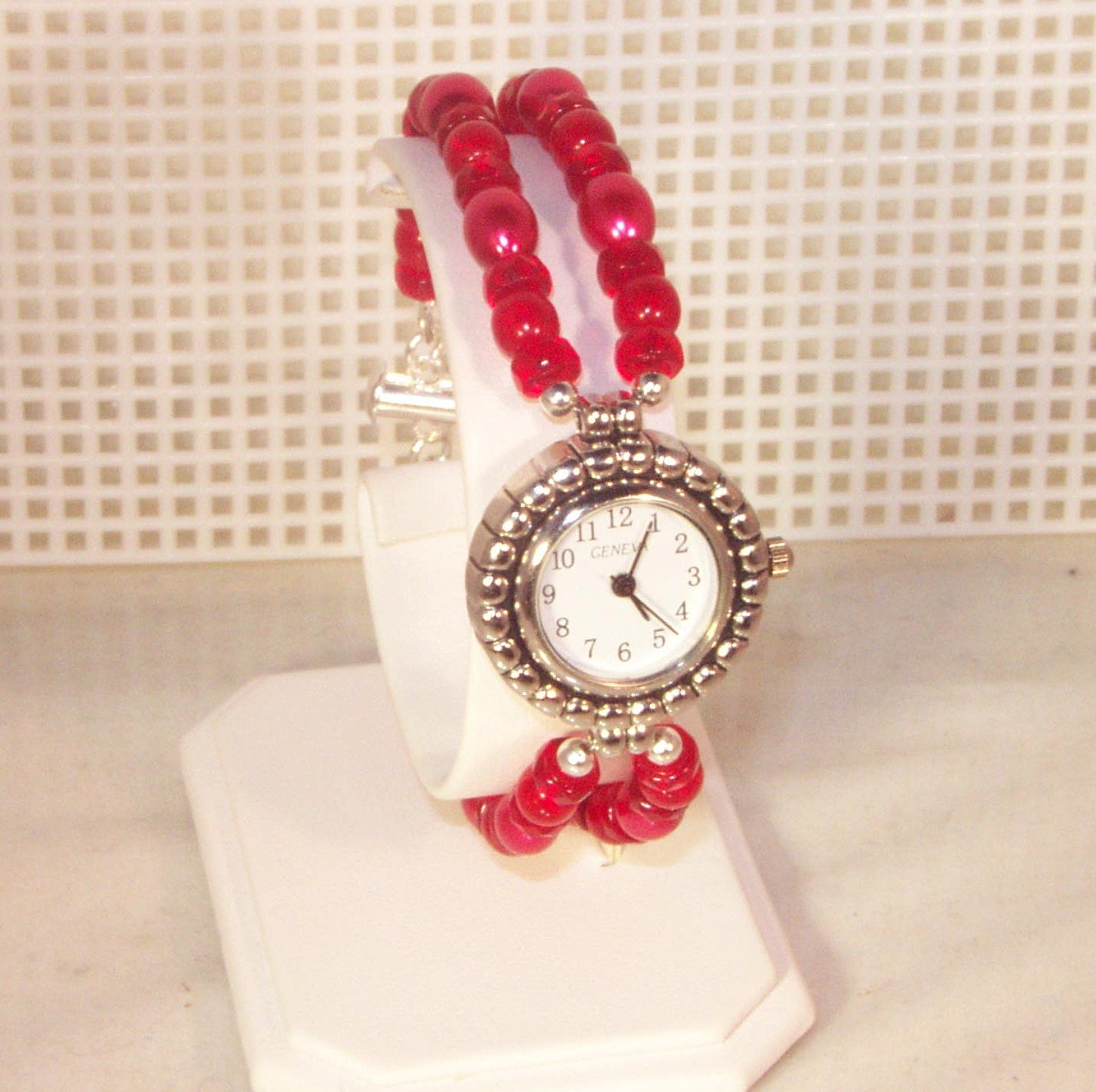 Buy jewelrywatch bands - Crackle Glass &amp; Glass Pearl Jewelry - Watch with Band - Available in Other Colors
