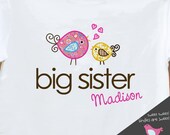 Big sister whimsical birdie Tshirt
