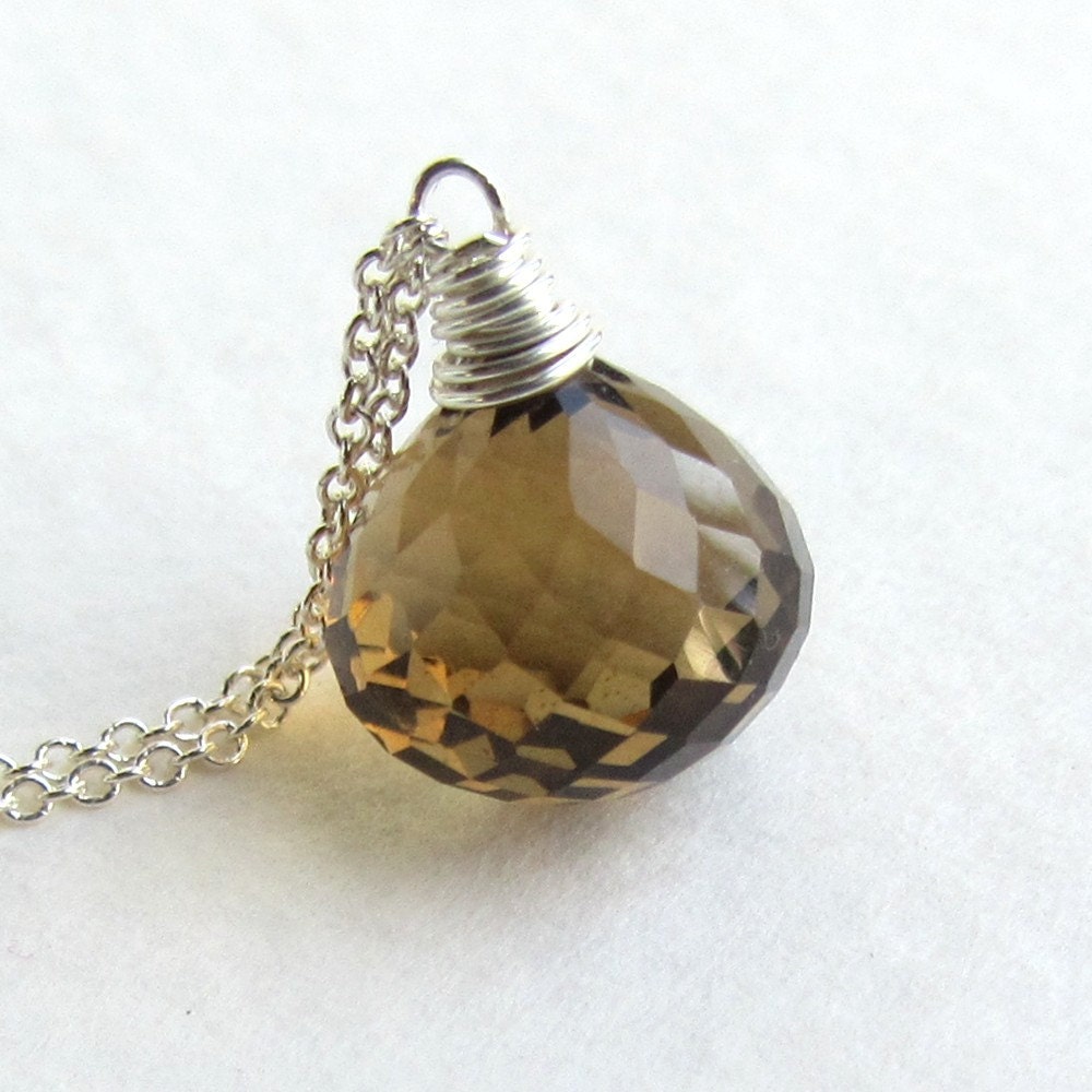 Whiskey Quartz Necklace - Onion Shaped