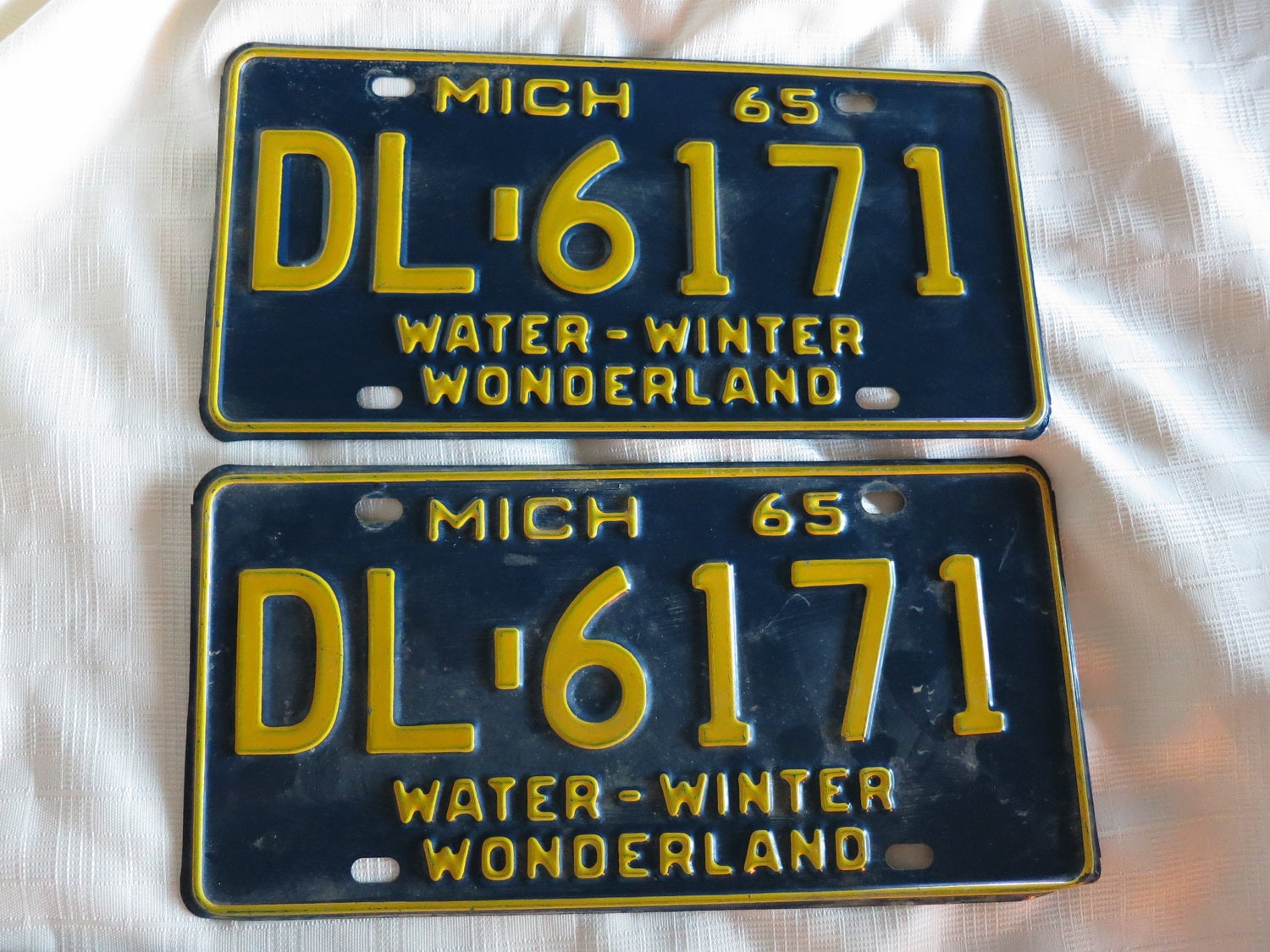 1965 Vintage Michigan License Plates Winter By Artlinksjewelry