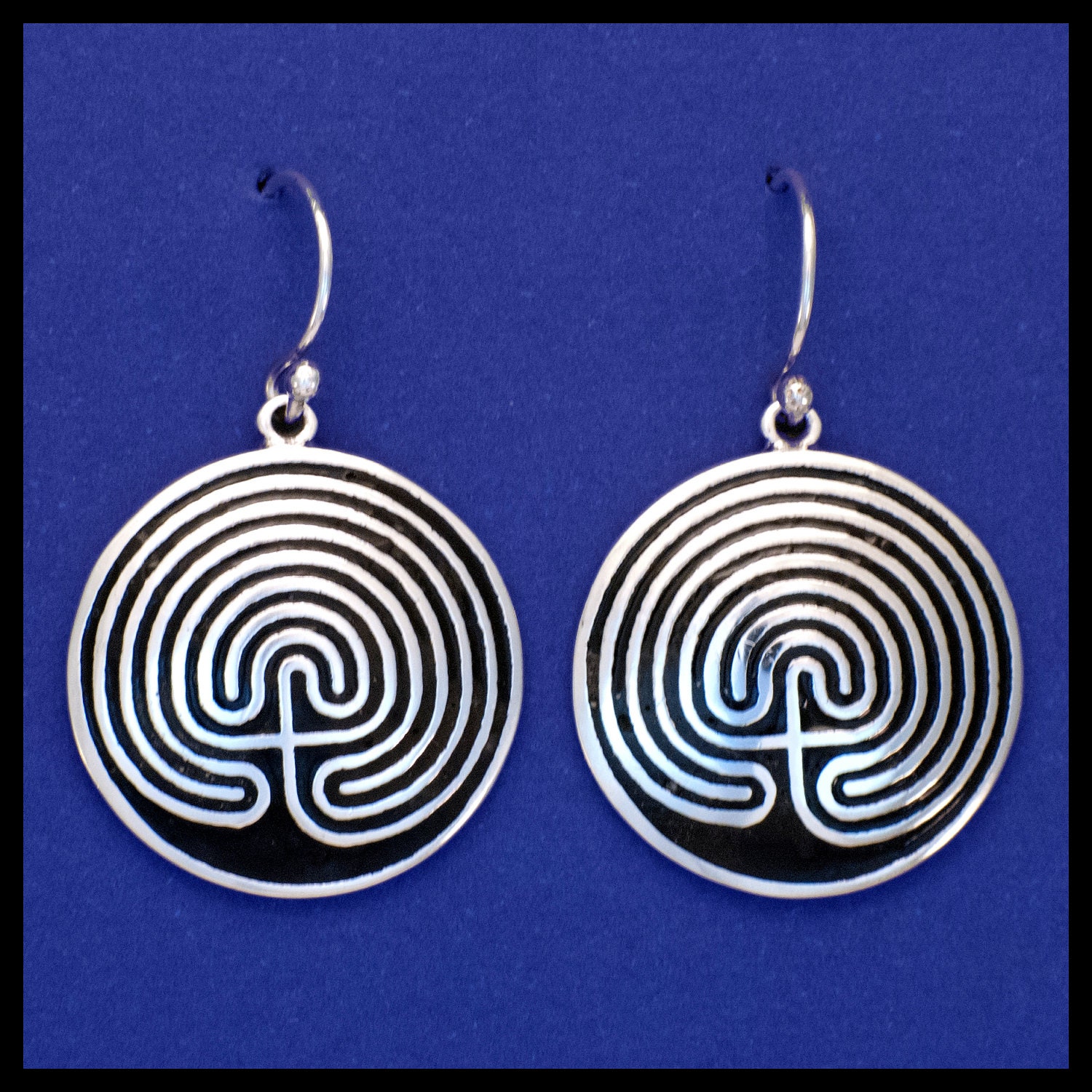 7-CIRCUIT LABYRINTH- Earrings- Sterling Silver