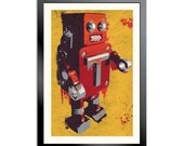 Splattery Red Robot Poster