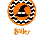 Chevron Halloween Trick or Treat Personalized Name iron on decal vinyl for shirt