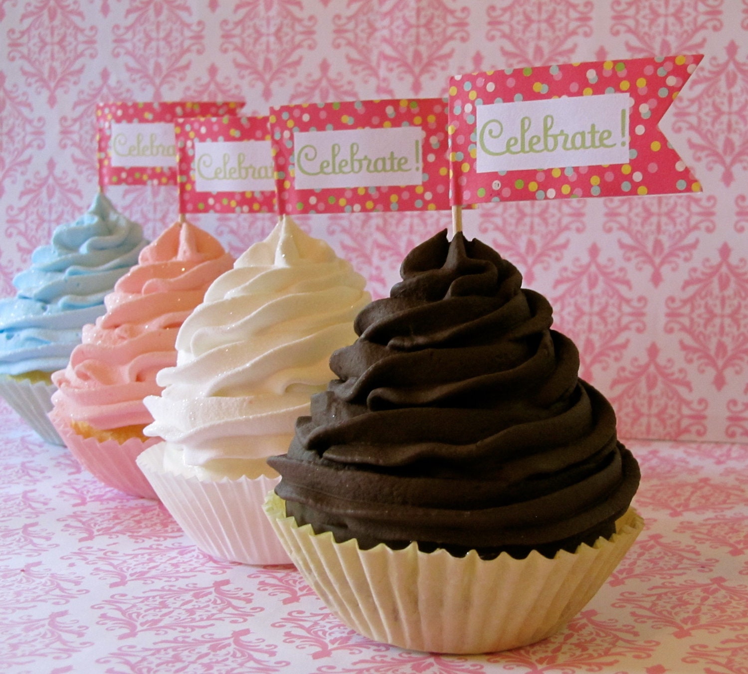 Fake Cupcakes "Birthday Photo Session Collection" Set 4 For Boy/Girl Sessions, Fab Cupcake Topper Display, House Staging 12 Legs Original