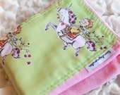 Baby Burp cloth - a girl and her unicorn pink and lime hand dyed burp cloth