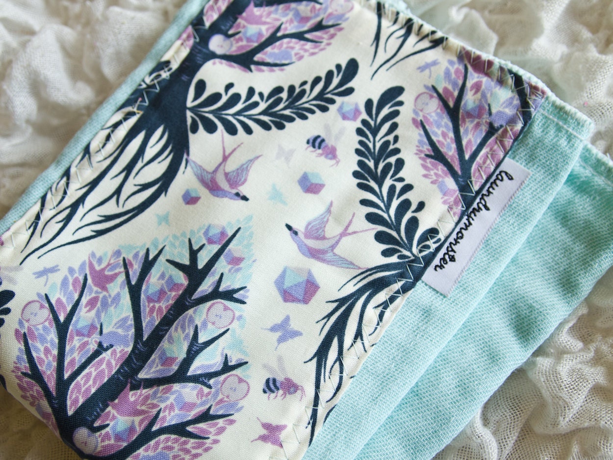Baby burp cloth - tree of life hand dyed aqua baby burp cloth