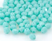 Opaque Light  Green Czech Fire Polish Glass 4mm Faceted Round - 50  pieces   (ST235)