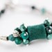 Deep dark emerald green felt and metal bracelet with Chrysocolla gemstones Ready to ship Gift under 50 USD