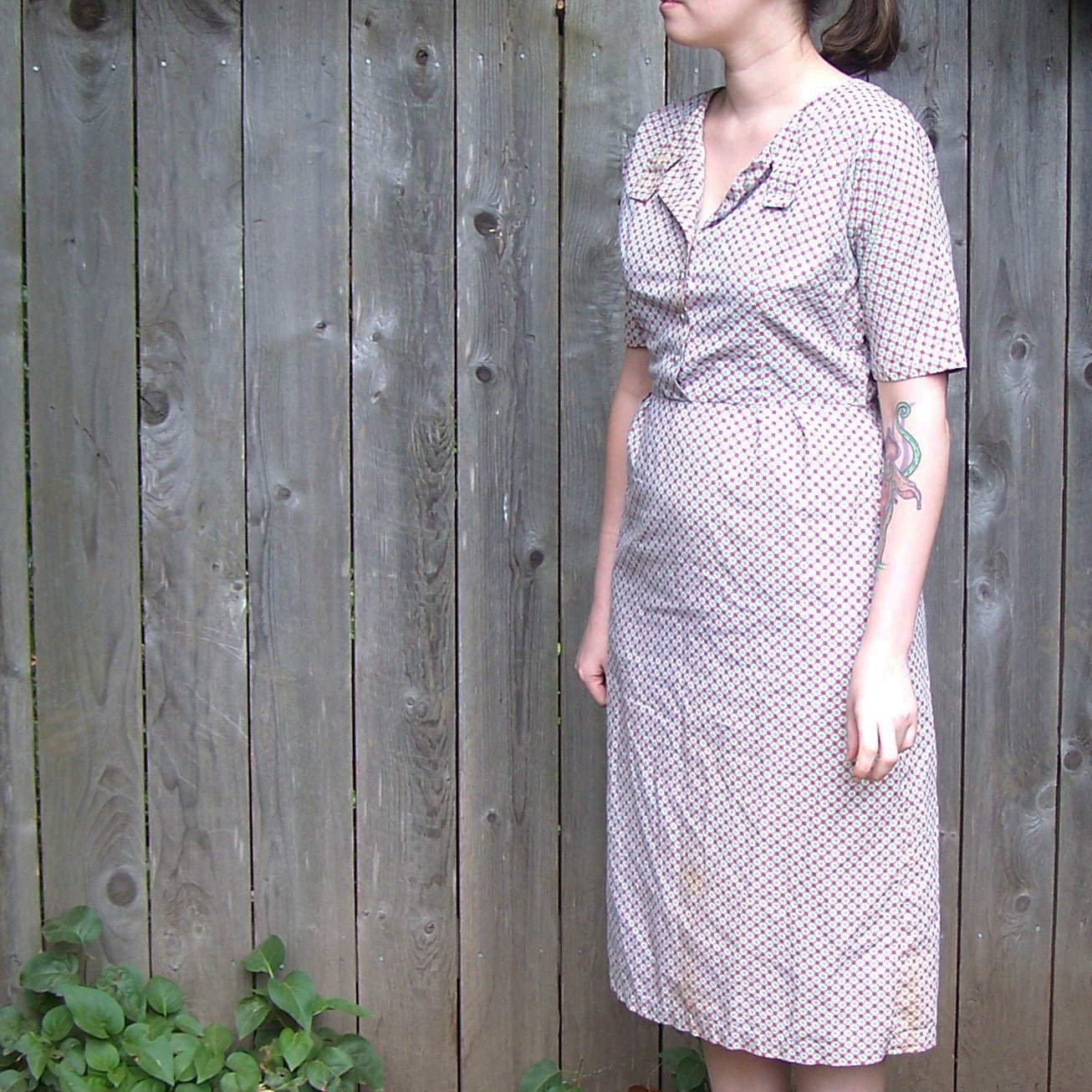 Vintage 1940s Handmade Patterned Dress