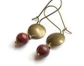 Earrings Red Poppy Brecciated Jasper Bronze