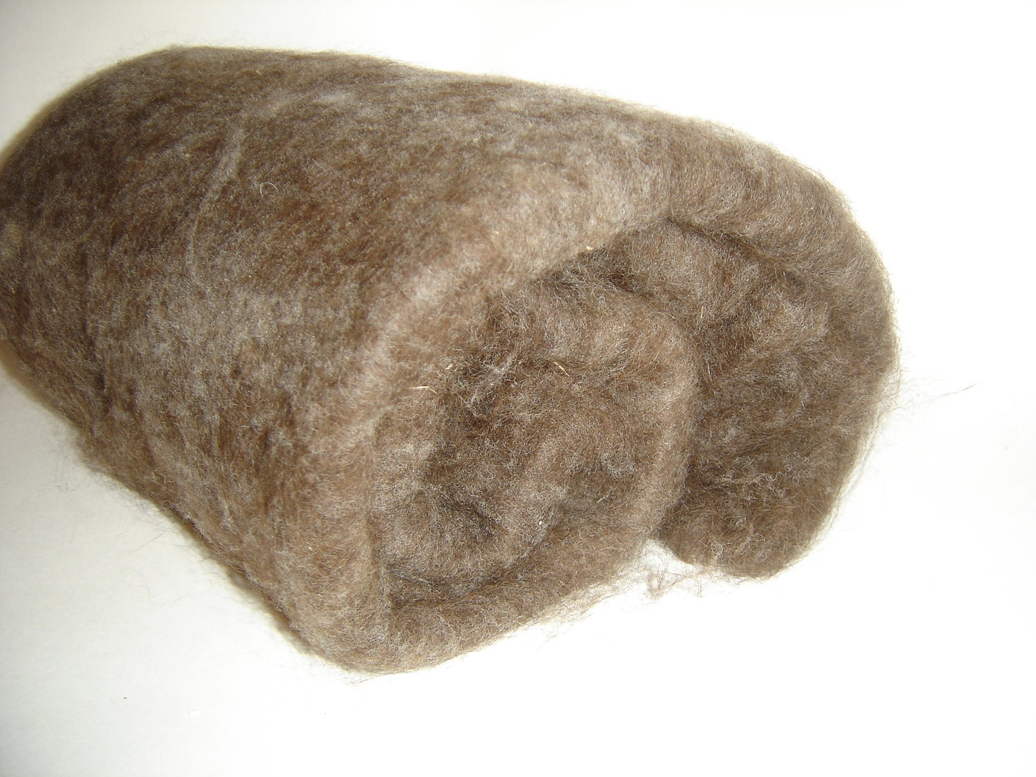 Spinning Fiber, Batts,Roving , Batt, Natural Suri Llama, BFL lambs wool  for felting & spinning, Dark brown 3 oz