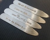 c o l l a r s t a y s - 2 pairs - Handforged Sterling Silver with Custom Inscription - Naughty or Nice