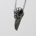 Ornate Victorian Raven Skull Necklace in Gunmetal White Bronze