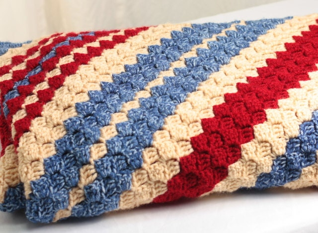 Blanket, Crochet Blanket afghan, diagonal stripes, blanket, hand crocheted, Blanket quilt