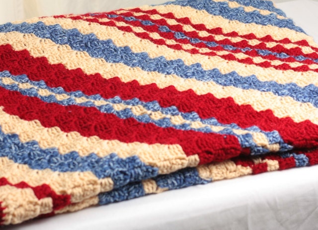 Blanket, Crochet Blanket afghan, diagonal stripes, blanket, hand crocheted, Blanket quilt