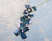 Geometric Breastplate Necklace - Country Blue Floral Chainmail Breastplate - Views from a Tin Collection
