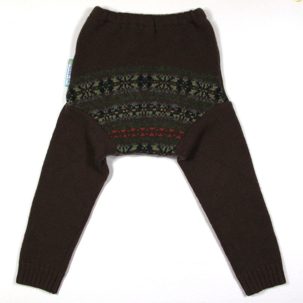 Wool Longies Diaper Cover - FAIR-ISLE FANNY - Large 18M-2T